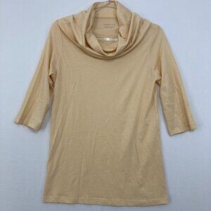 Stephanie B size Large Light Orange Cowl Neck Ultra Soft Pima Cotton Top‎